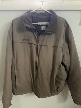 Columbia Men's Tan Khaki Fleece Lined Bomber Jacket, Size XL
